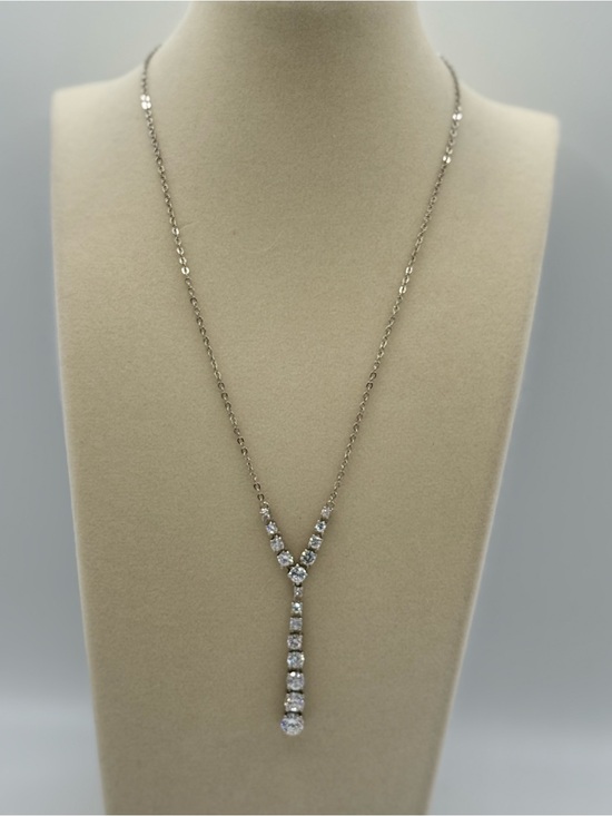 Givenchy Jewelry - Givenchy Silver-Tone Y-Drop Necklace with Clear Stones